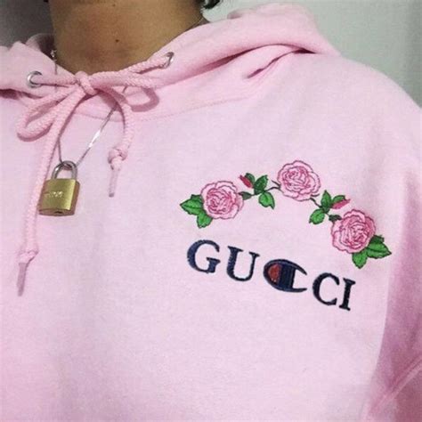 gucci x champion hoodie with roses|Gucci hoodie original price.